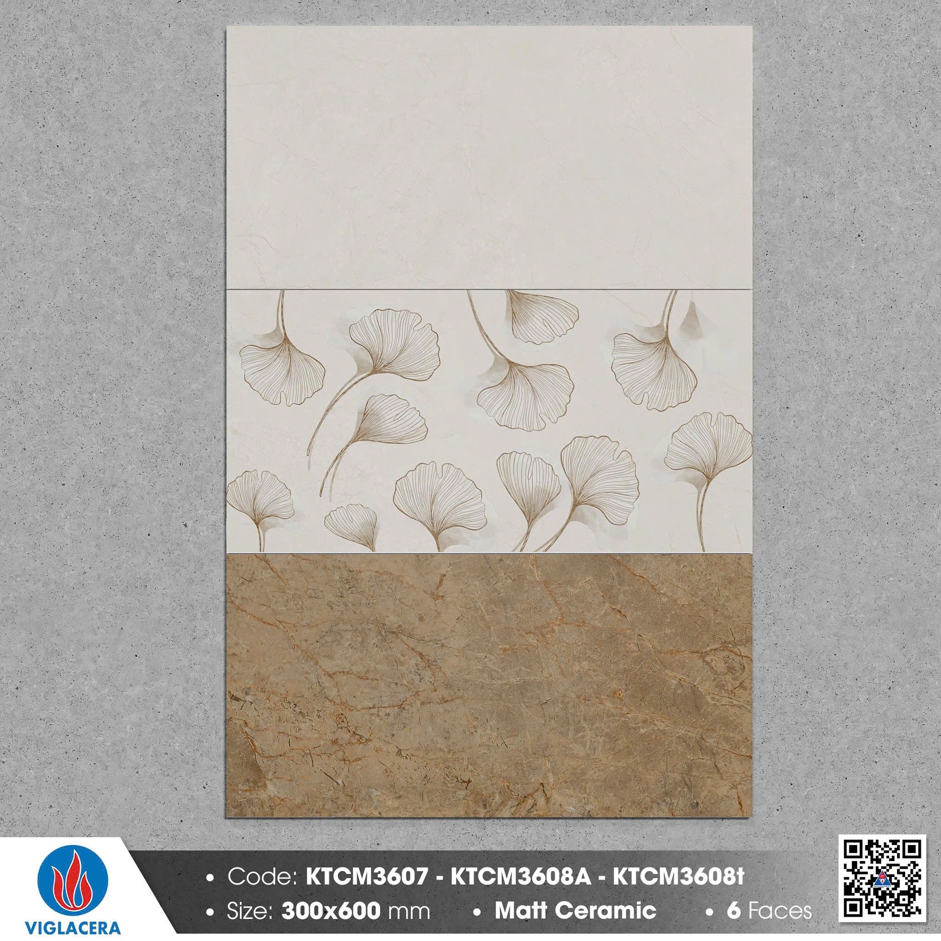 Gạch ốp kem mờ KTCM 3607 KT 30x60cm